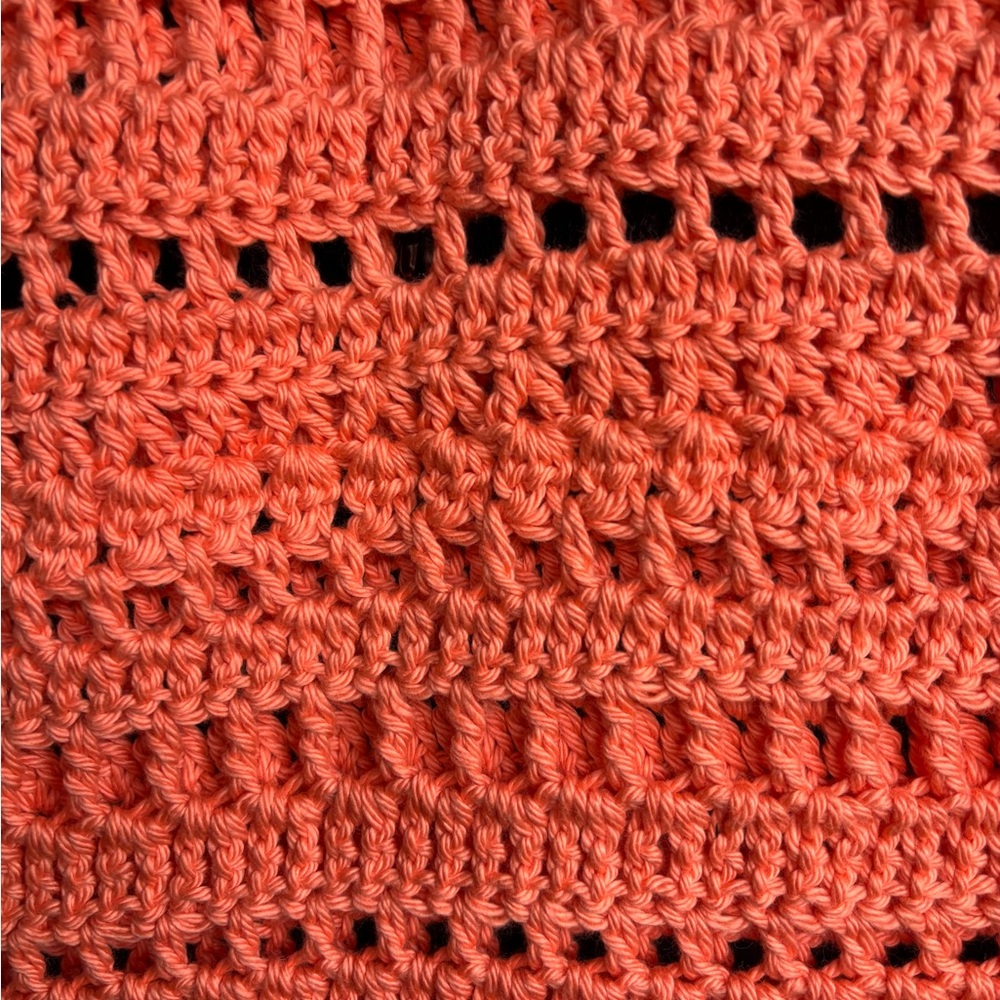 Elegant Coral Crochet Infinity Scarf - Picture 4 of 14